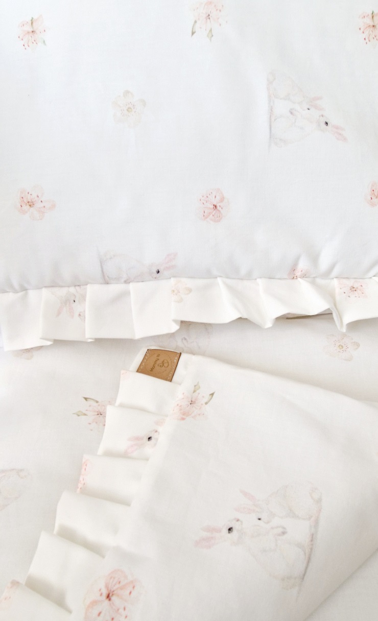 Komplet pościeli z plisowaną falbanką White Rabbits - obrazek 2
