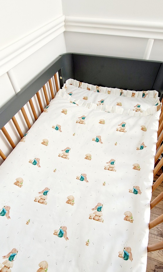 Komplet pościeli z plisowaną falbanką Zajączek z dmuchawcem - obrazek 7