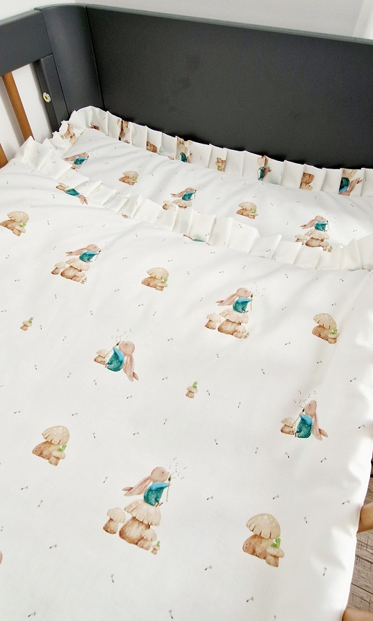 Komplet pościeli z plisowaną falbanką Zajączek z dmuchawcem - obrazek 8
