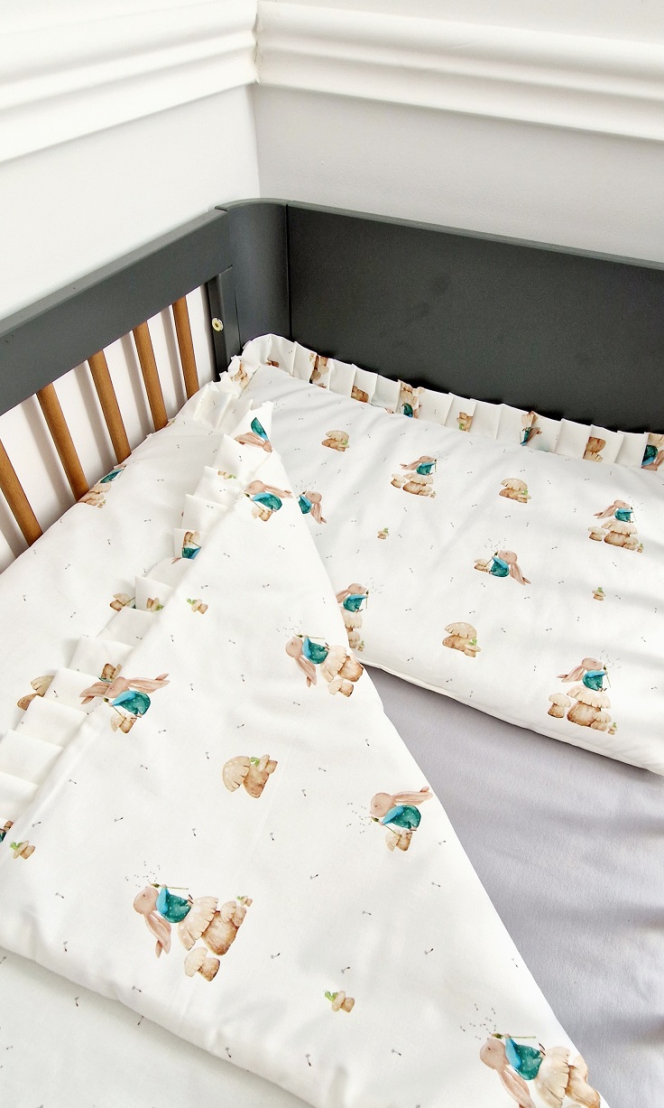 Komplet pościeli z plisowaną falbanką Zajączek z dmuchawcem - obrazek 3