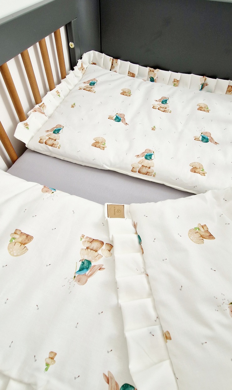 Komplet pościeli z plisowaną falbanką Zajączek z dmuchawcem - obrazek 4