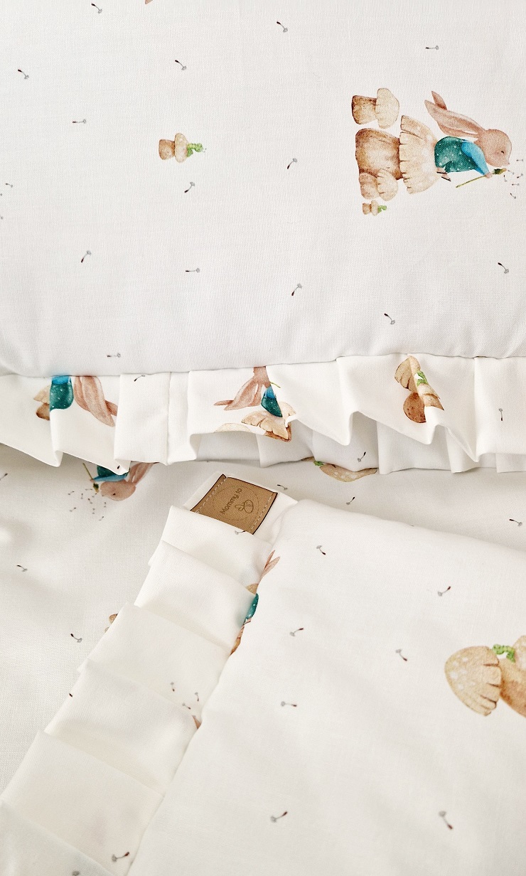 Komplet pościeli z plisowaną falbanką Zajączek z dmuchawcem - obrazek 6