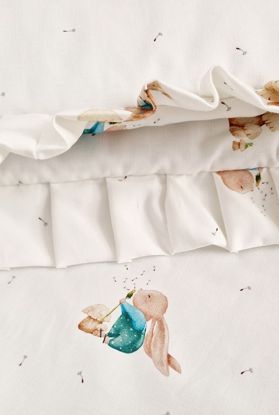 Komplet pościeli z plisowaną falbanką Zajączek z dmuchawcem - obrazek 9
