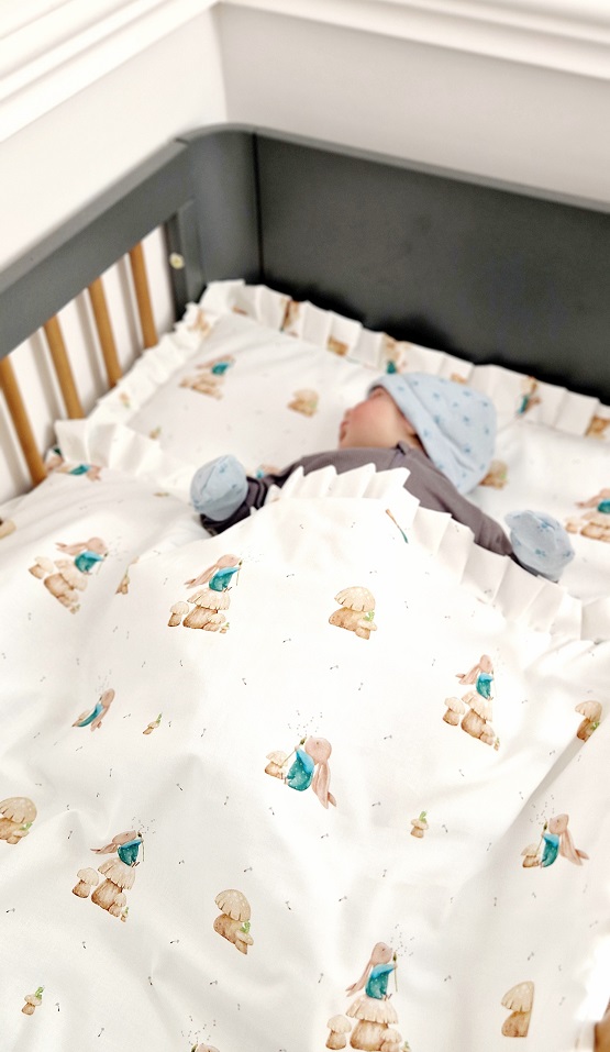 Komplet pościeli z plisowaną falbanką Zajączek z dmuchawcem - obrazek 10