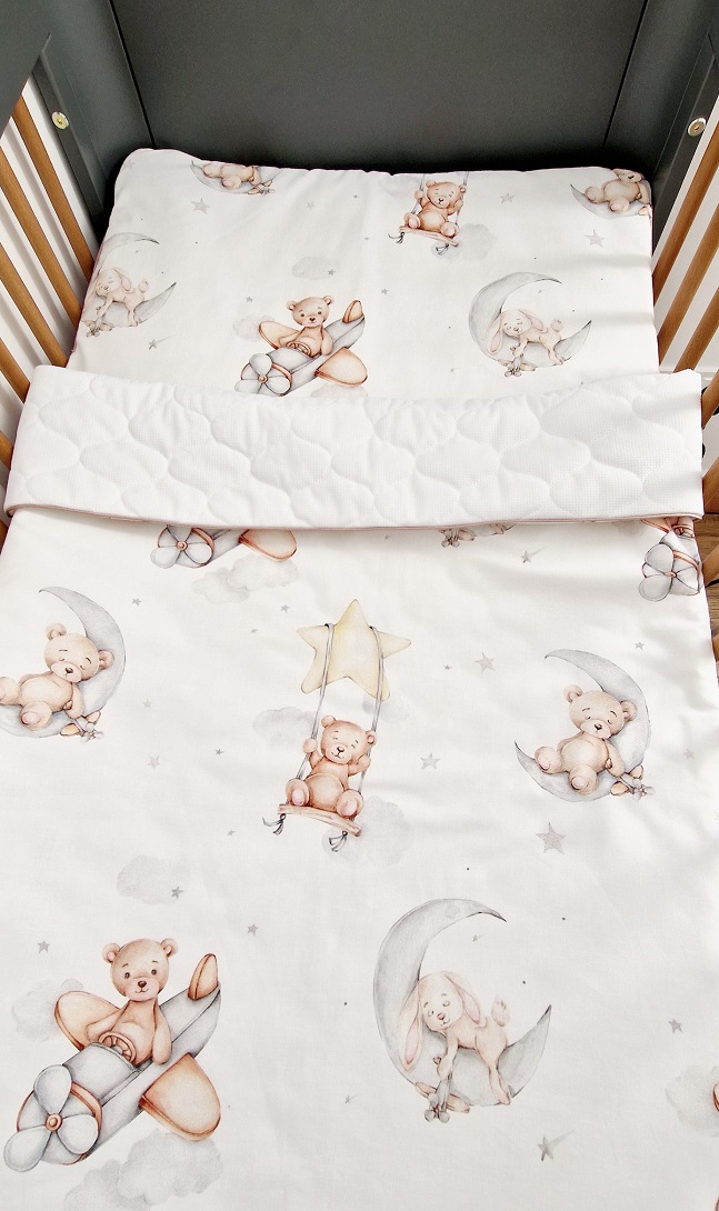 Komplet pościeli Zabawa z misiami i zajączkami & white - obrazek 4