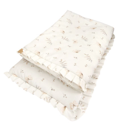 Komplet pościeli z plisowaną falbanką Motylki i gałązki