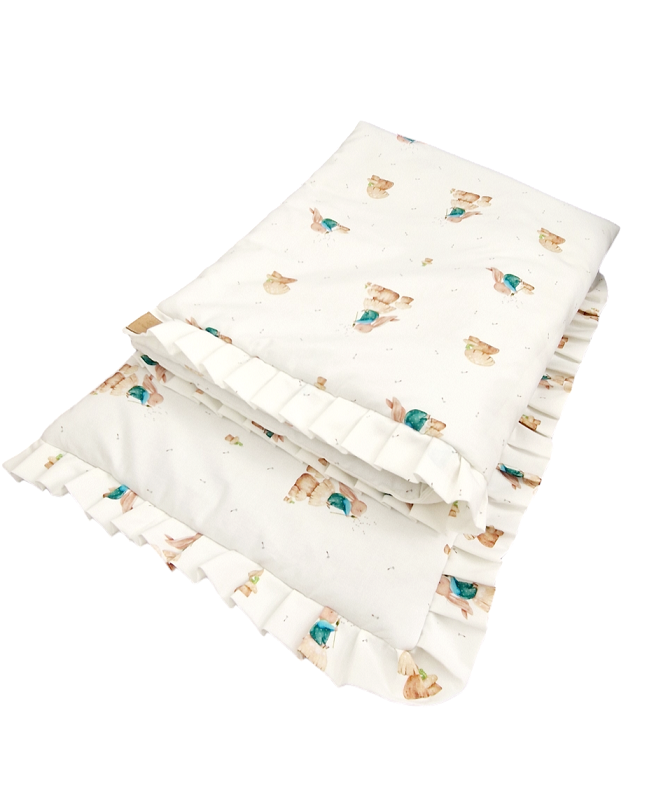 Komplet pościeli z plisowaną falbanką Zajączek z dmuchawcem