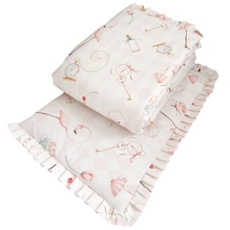 Komplet pościeli z plisowaną falbanką Alicja w Krainie Czarów