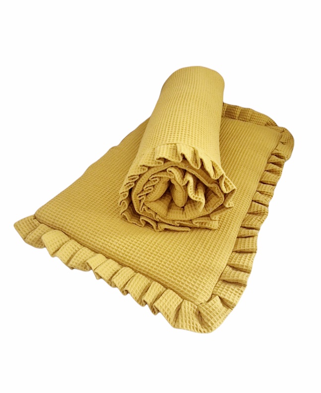 Pościel 2-częściowa z miękkiego wafelka - Miodowa