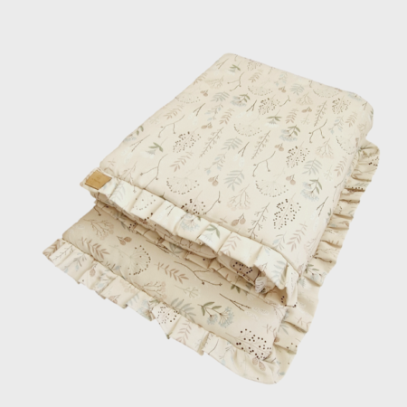 Komplet pościeli z plisowaną falbanką Beżowa łąka