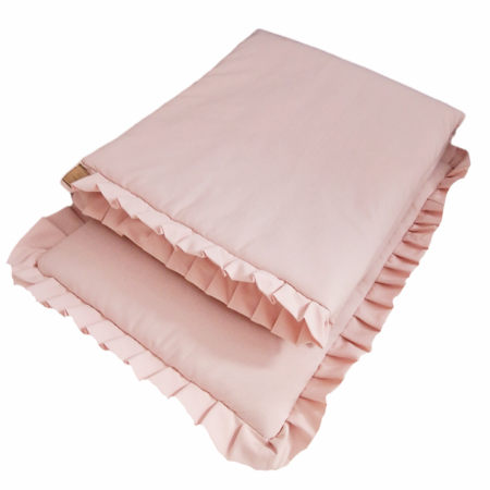 Komplet pościeli z plisowaną falbanką Pudrowy róż