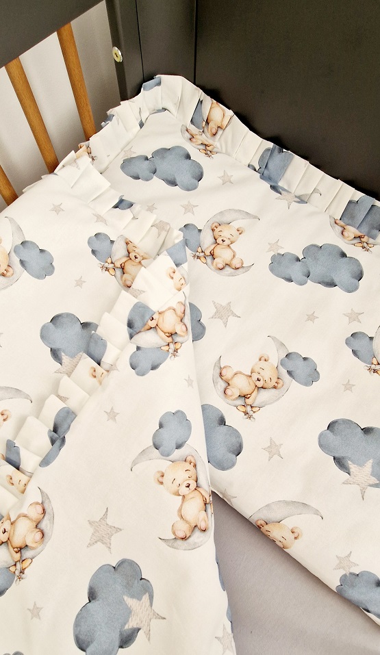 Komplet pościeli z plisowaną falbanką Sleeping Teddy - obrazek 4