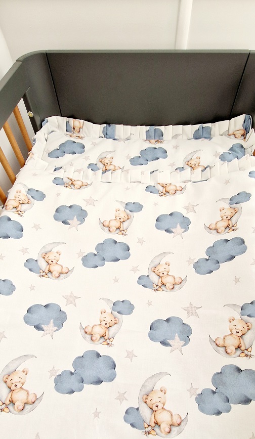 Komplet pościeli z plisowaną falbanką Sleeping Teddy - obrazek 2