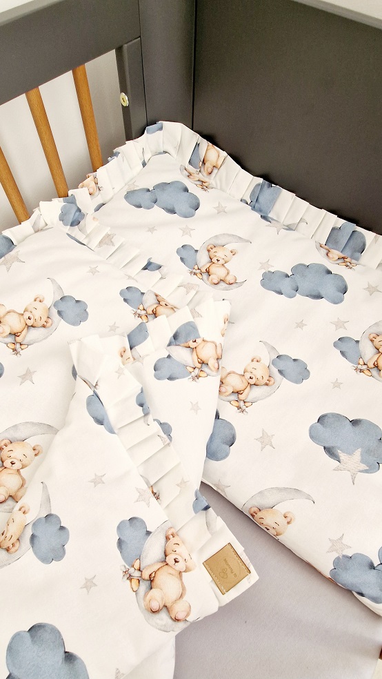 Komplet pościeli z plisowaną falbanką Sleeping Teddy - obrazek 5