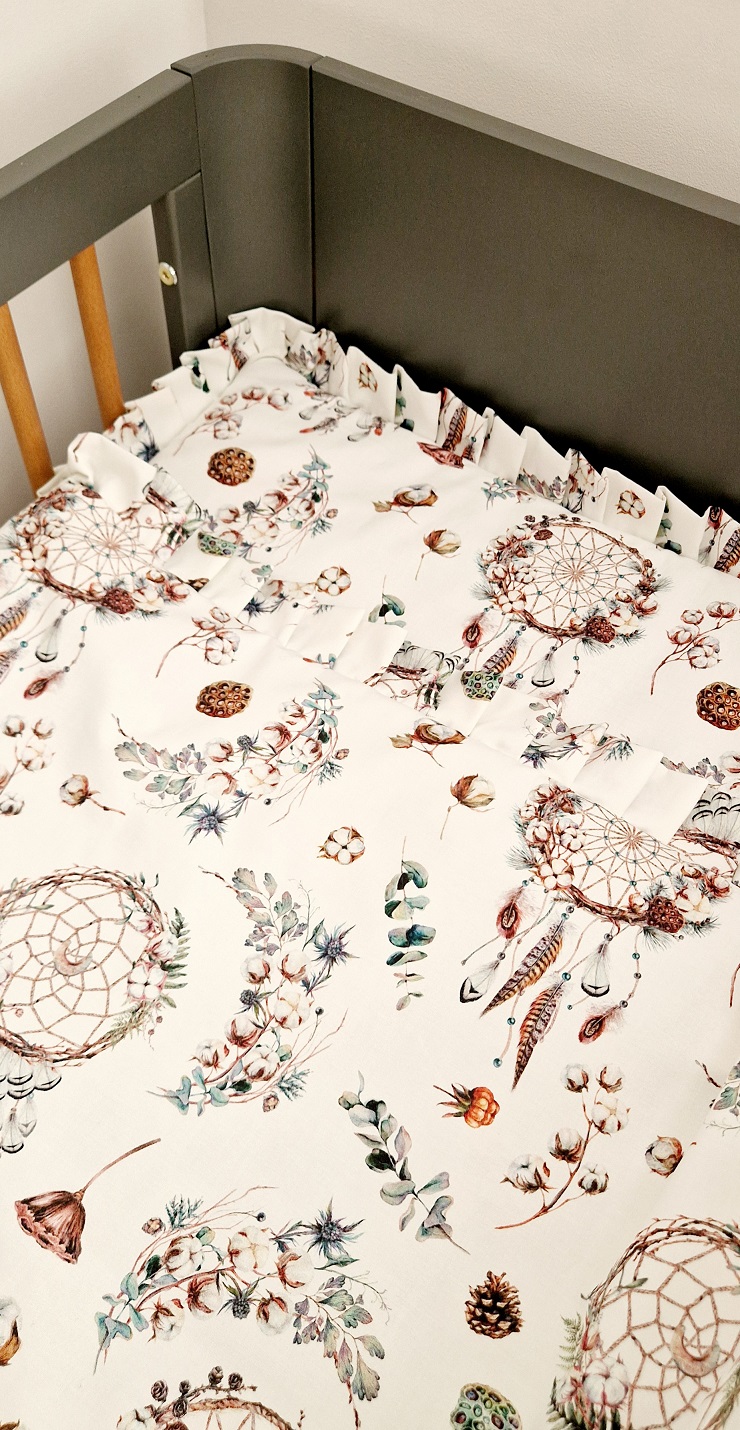 Komplet pościeli z plisowaną falbanką Leśne Łapacze Snów - obrazek 5