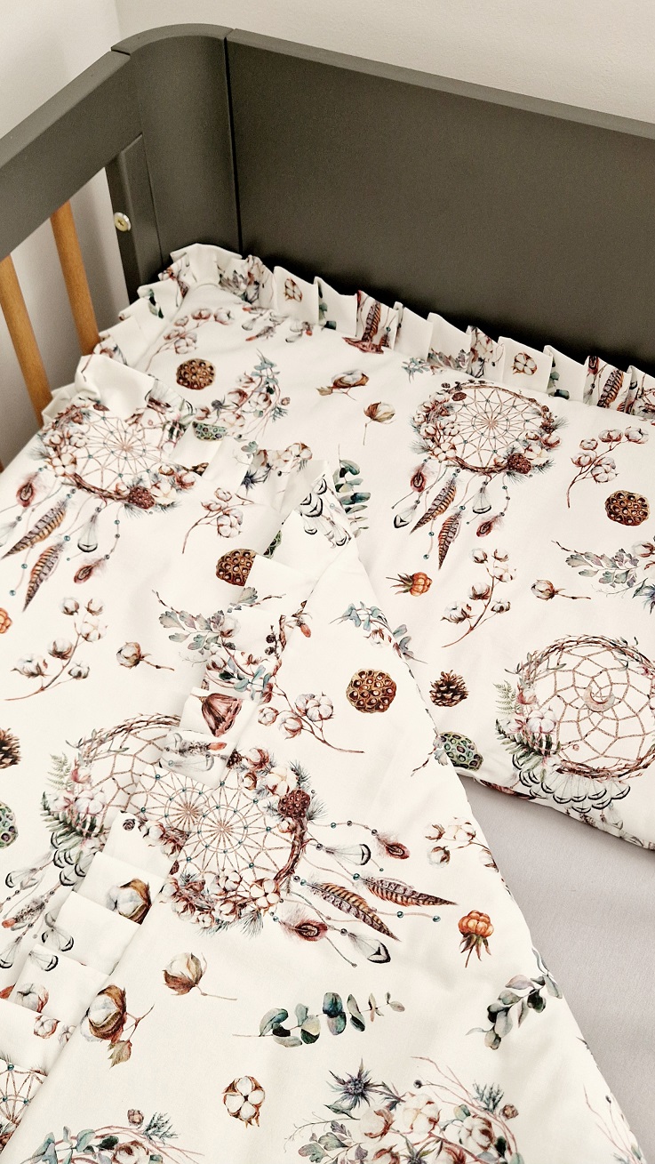 Komplet pościeli z plisowaną falbanką Leśne Łapacze Snów - obrazek 4