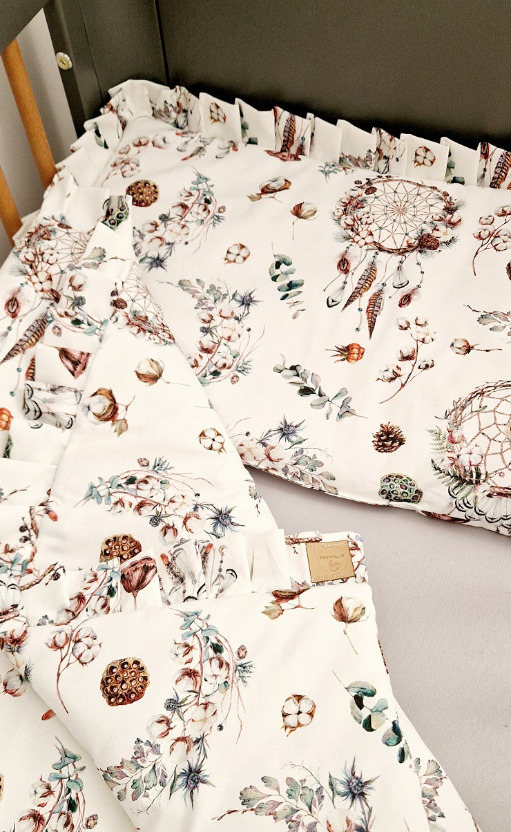 Komplet pościeli z plisowaną falbanką Leśne Łapacze Snów - obrazek 3