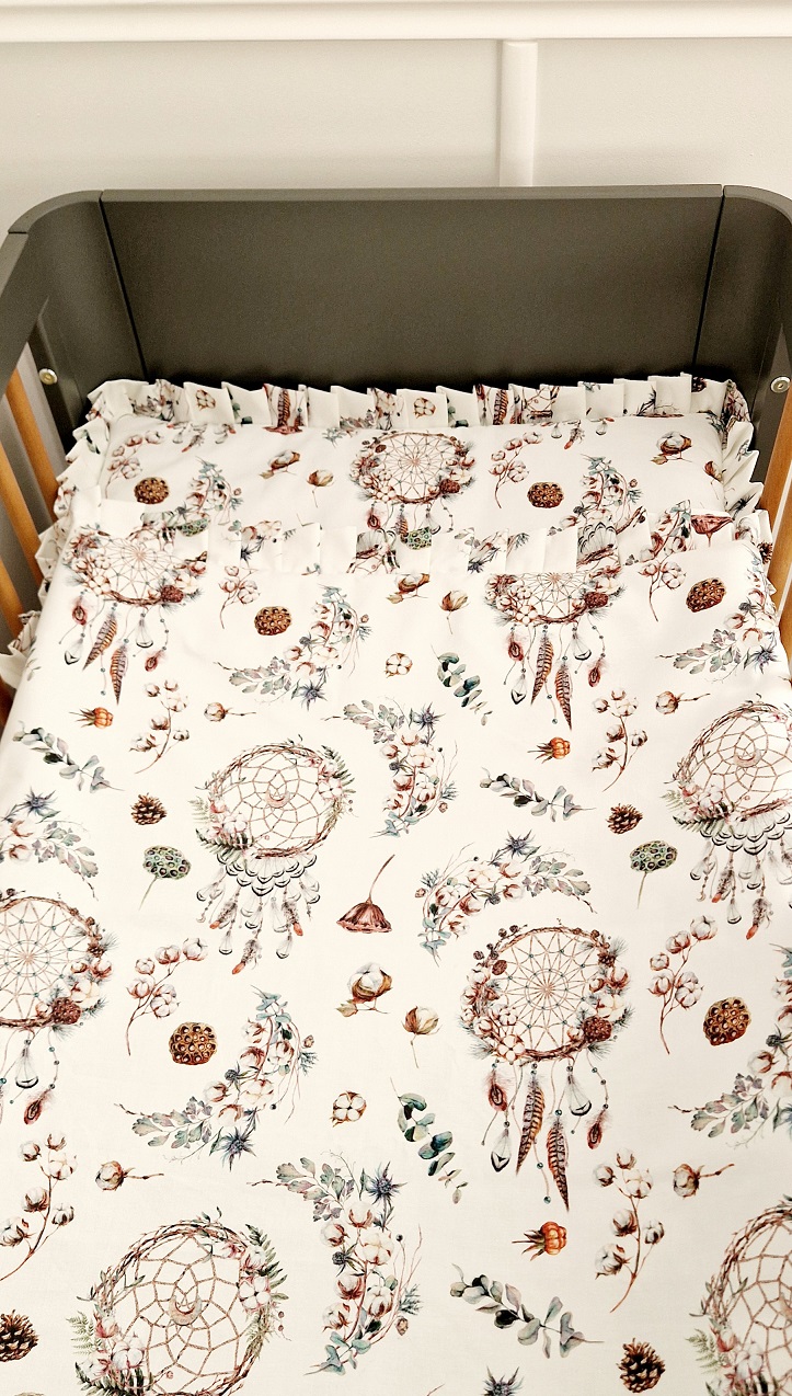 Komplet pościeli z plisowaną falbanką Leśne Łapacze Snów - obrazek 2