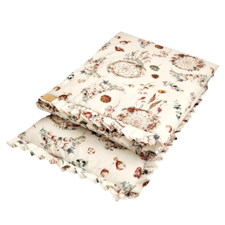 Komplet pościeli z plisowaną falbanką Leśne Łapacze Snów